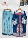 Turkis Vol 6 By Aasha Modal Sattin Printed Co Ord Set Wholesalers In Delhi